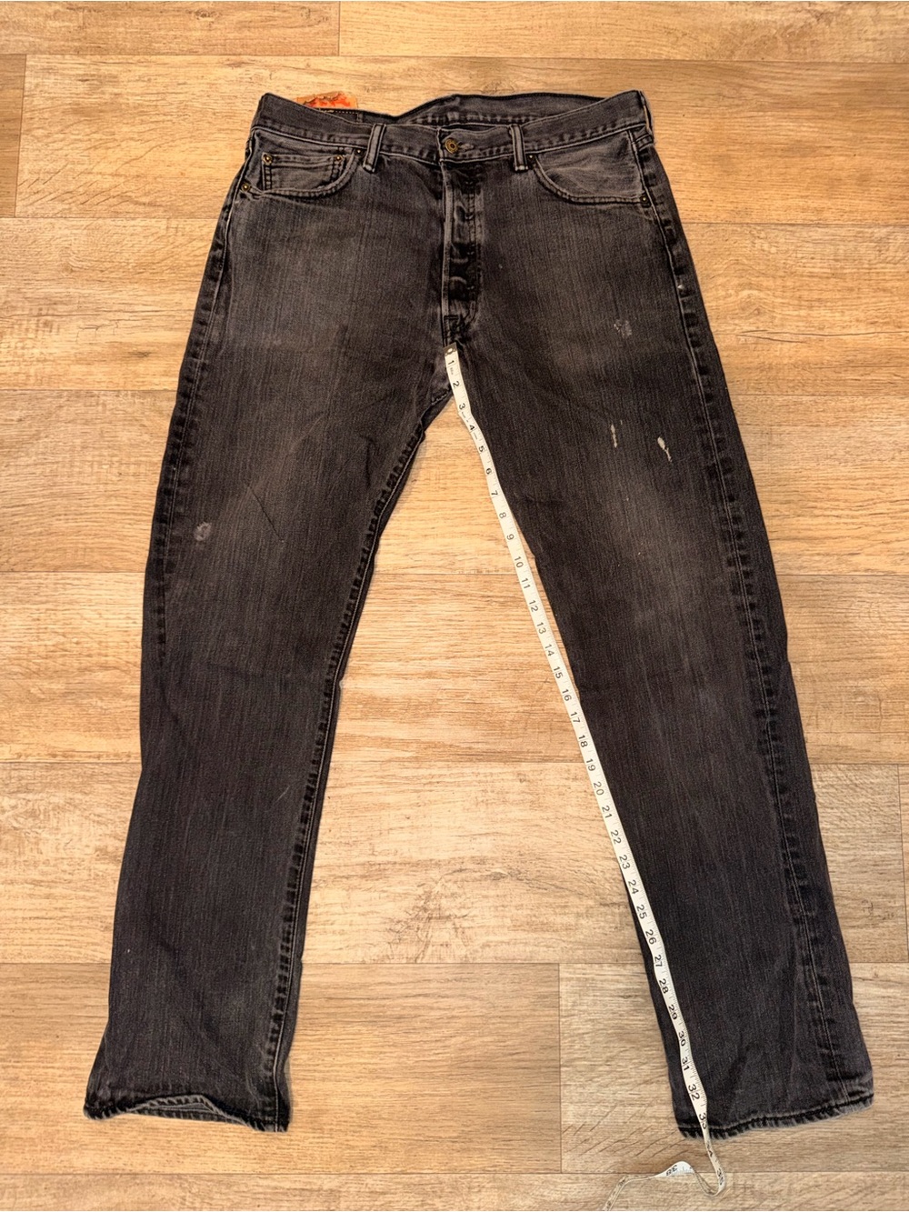 Levi's Black Straight-Leg Jeans with Subtle Distressing